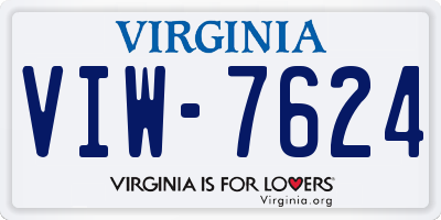VA license plate VIW7624