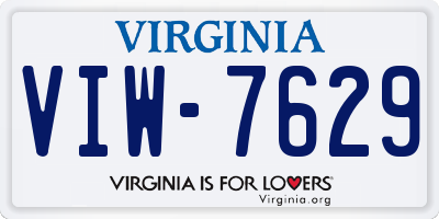 VA license plate VIW7629