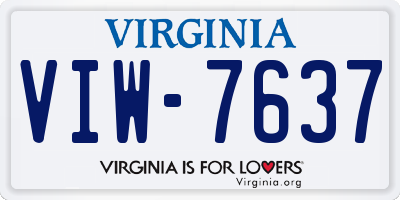 VA license plate VIW7637
