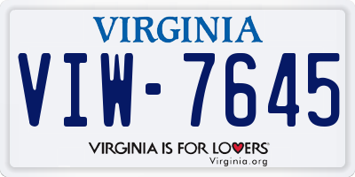 VA license plate VIW7645