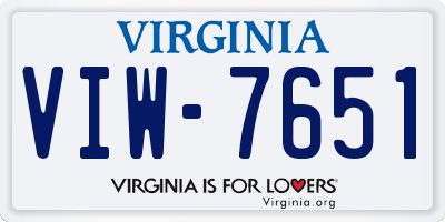 VA license plate VIW7651