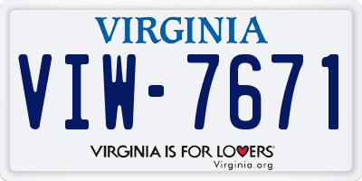 VA license plate VIW7671