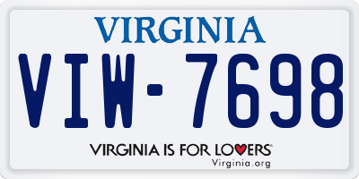 VA license plate VIW7698
