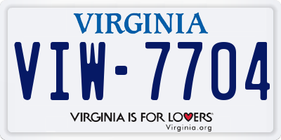 VA license plate VIW7704