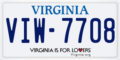 VA license plate VIW7708