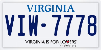 VA license plate VIW7778