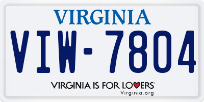 VA license plate VIW7804