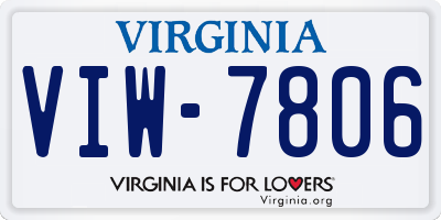 VA license plate VIW7806