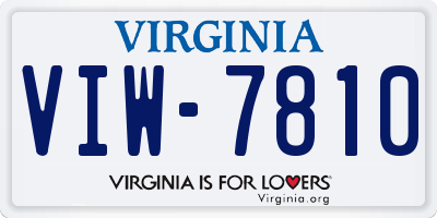 VA license plate VIW7810