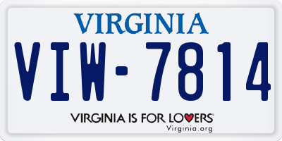 VA license plate VIW7814