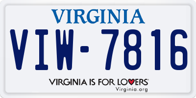 VA license plate VIW7816