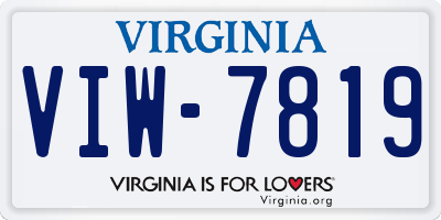 VA license plate VIW7819