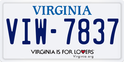 VA license plate VIW7837