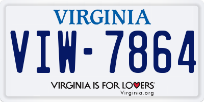 VA license plate VIW7864