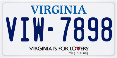VA license plate VIW7898