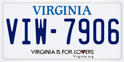 VA license plate VIW7906