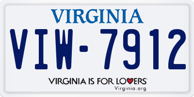 VA license plate VIW7912