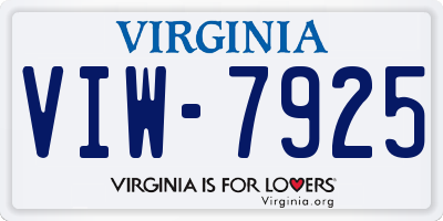 VA license plate VIW7925