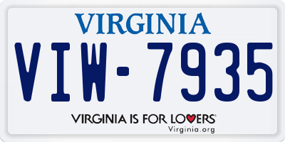 VA license plate VIW7935