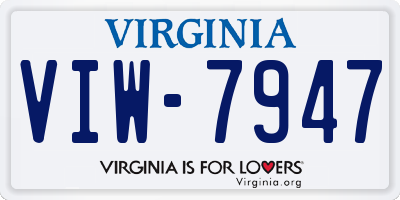 VA license plate VIW7947