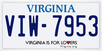 VA license plate VIW7953