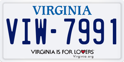 VA license plate VIW7991