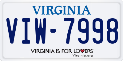VA license plate VIW7998