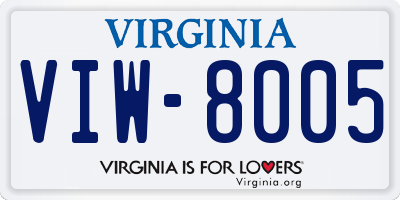 VA license plate VIW8005