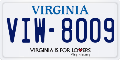 VA license plate VIW8009