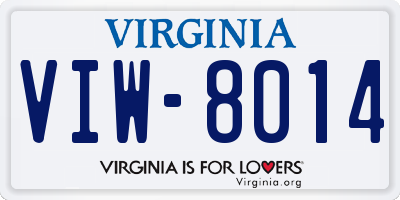 VA license plate VIW8014