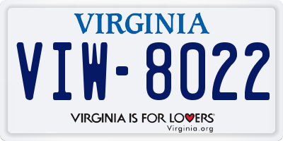 VA license plate VIW8022