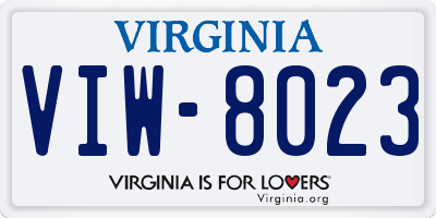 VA license plate VIW8023