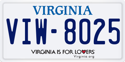 VA license plate VIW8025