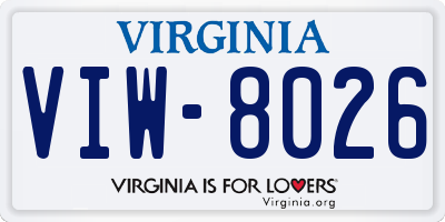 VA license plate VIW8026