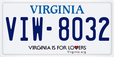 VA license plate VIW8032