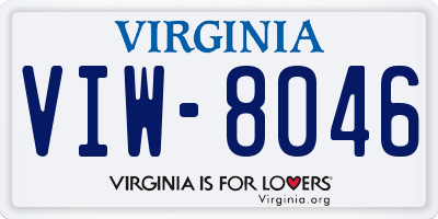 VA license plate VIW8046