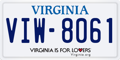 VA license plate VIW8061