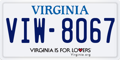VA license plate VIW8067