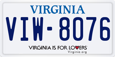 VA license plate VIW8076