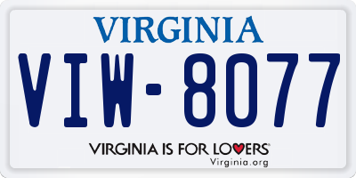VA license plate VIW8077