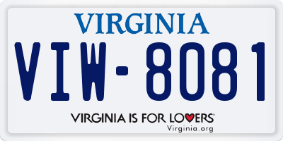 VA license plate VIW8081