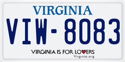 VA license plate VIW8083