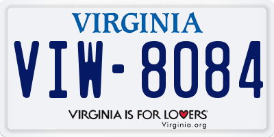 VA license plate VIW8084