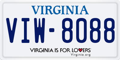 VA license plate VIW8088
