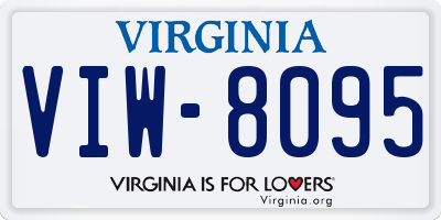 VA license plate VIW8095