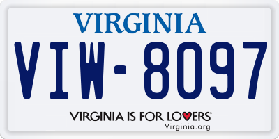 VA license plate VIW8097