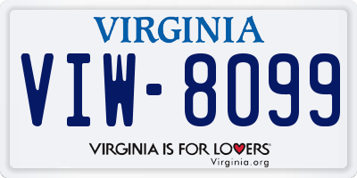 VA license plate VIW8099