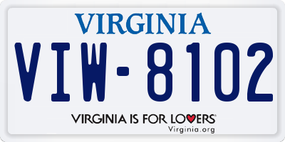 VA license plate VIW8102