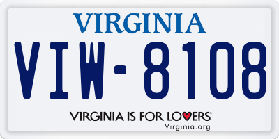 VA license plate VIW8108