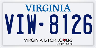VA license plate VIW8126